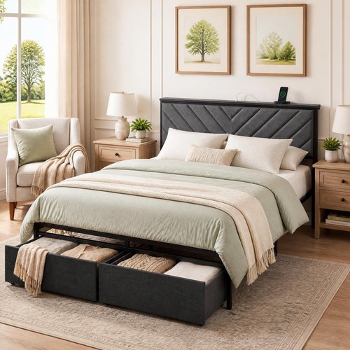 Twin full queen bed - queen, frame