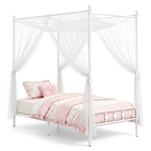 Twin size metal canopy bed - size,